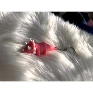 Triceratops Pink & White Dinosaur Keychain